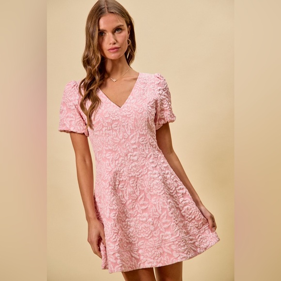 SO ME Floral Jacquard Fit And Flare Daily Mini Dress - Picture 11 of 15